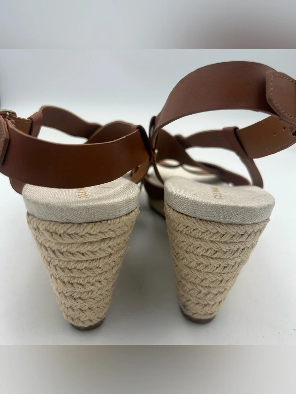 COLE HAAN Crystal Brown Espadrille Strappy Wedge Sandals Women’s Size 9 New
